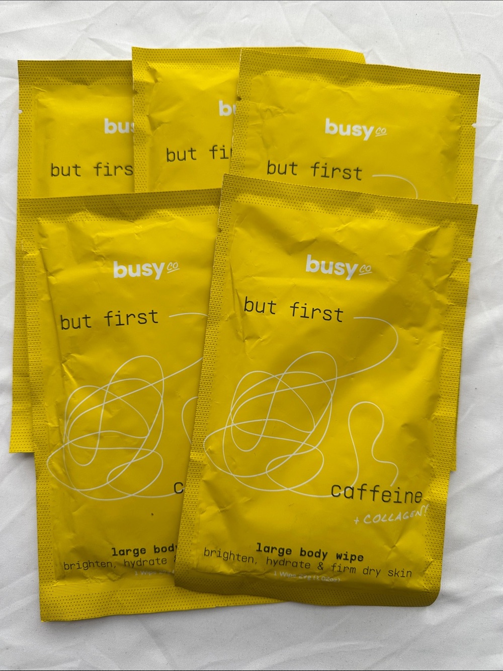 Set of 5 Busy Co. Large Body Wipes - Caffeine & Collagen